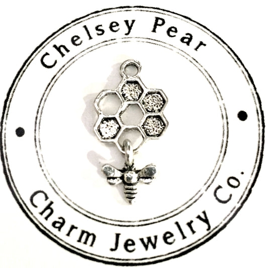 Honeycomb & Bee Charm by Chelsey Pear