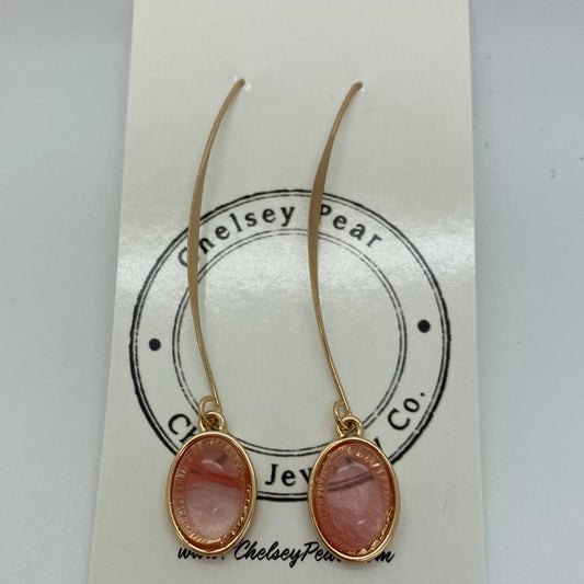 Dangle Rose Quartz Earrings
